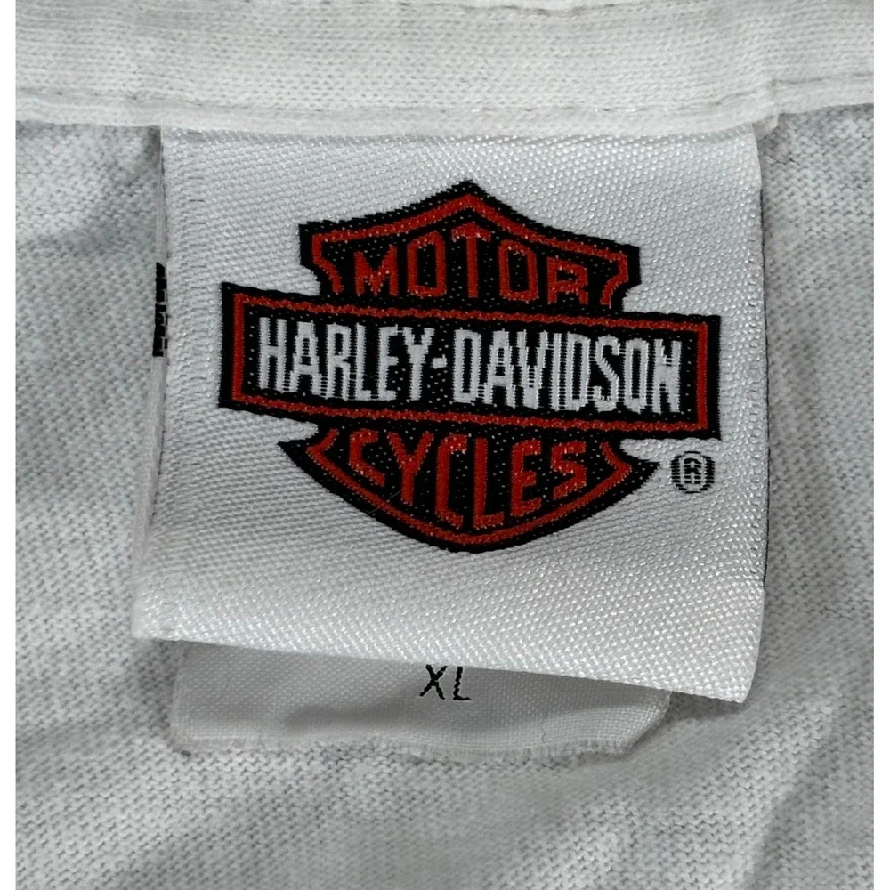 VTG Harley-Davidson T-Shirt Mens XL White Eagle Flag Sauk Prairie WI USA‎ Made